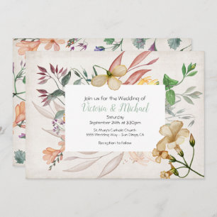 Invitación a la boda con marco floral de flores si