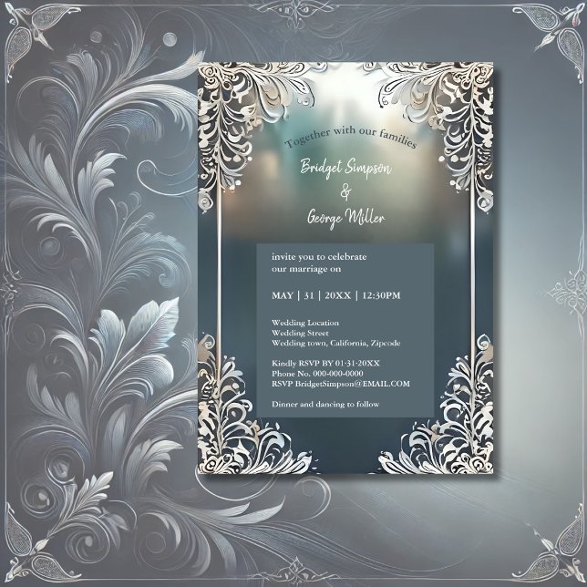 invitación a la boda con marco ornamentado de art  (Subido por el creador)