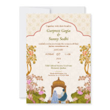 Invitación a la boda con marfil floral punjabí sij