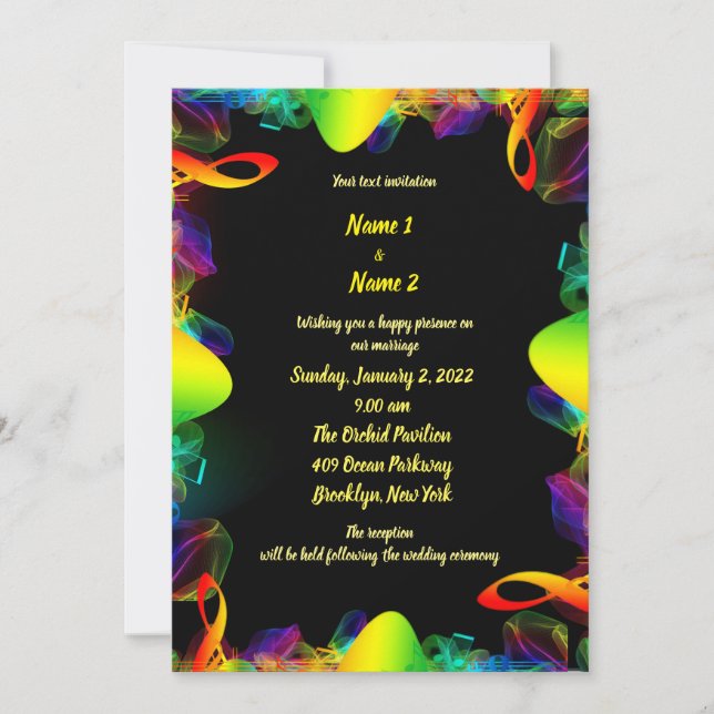 Invitación a la boda con melodía de color (Anverso)