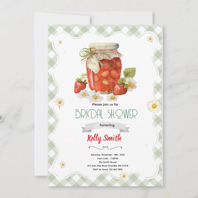Invitación a la boda con mermelada de fresa (Anverso)
