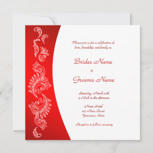 Invitación a la boda con motivo rojo y blanco