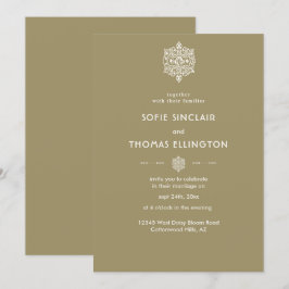Invitación a la boda con ornamentos de Beige