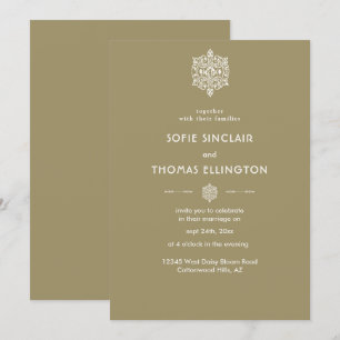 Invitación a la boda con ornamentos de Beige