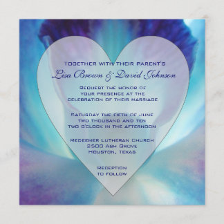 Invitación a la boda con orquídeas azules