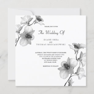 Invitación a la boda con orquídeas blancas