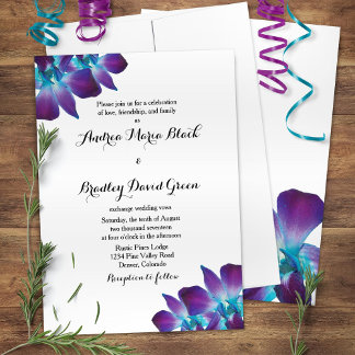 Invitación a la boda con orquídeas de Dendrobium a
