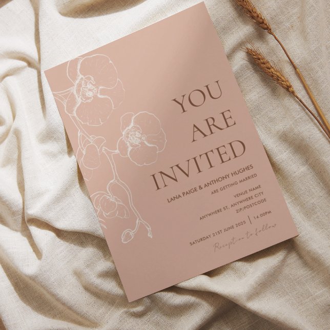 Invitación a la boda con orquídeas de Latté modern (Subido por el creador)