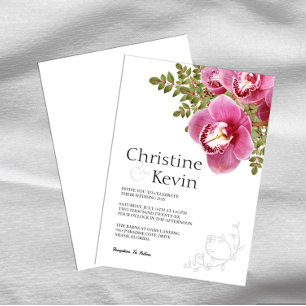 Invitación a la boda con orquídeas rosas