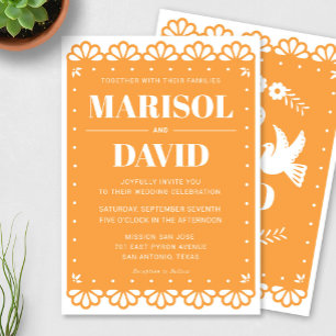 Invitación a la boda con palomas al estilo del pin