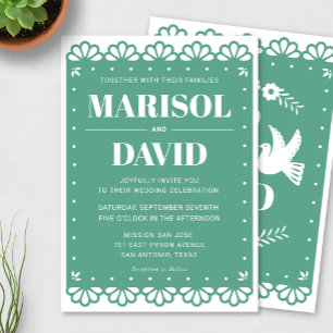 Invitación a la boda con palomas al estilo del pin