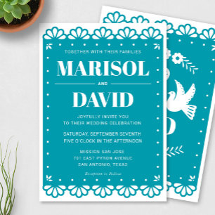 Invitación a la boda con palomas al estilo del pin