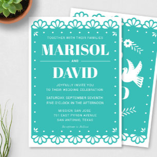 Invitación a la boda con palomas al estilo del pin