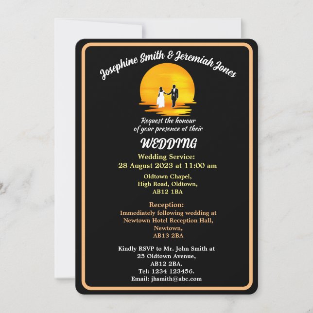 Invitación a la boda con pareja personalizado (Anverso)