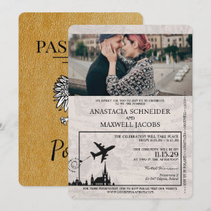 Invitación a la boda con pasaporte de Polonia de o