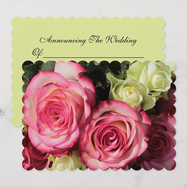 Invitación a la boda con rosas rosadas (Anverso / Reverso)