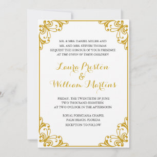Invitación a la boda con sabor a oro