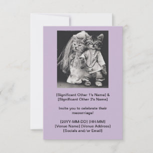 Invitación a la boda con tema de gato más reciente