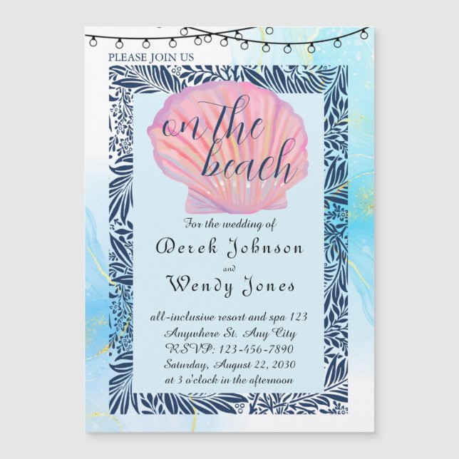 Invitación a la boda con temas de playa (Anverso)