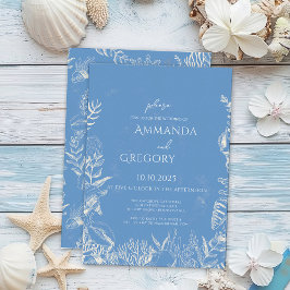 Invitación a la boda con temática Océano azul