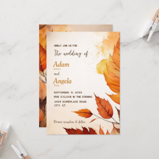 Invitación a la boda con temática otoñal