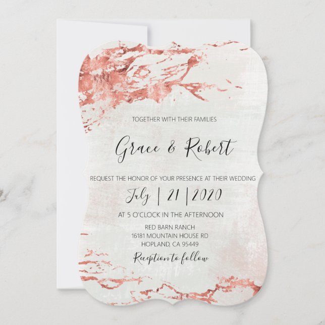 Invitación a la boda con textura de Rosa rústico (Anverso)