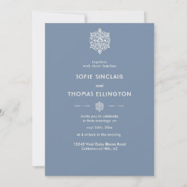 Invitación a la boda con un ornamento azul