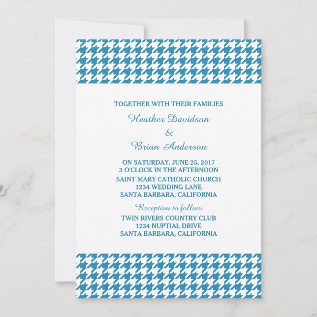 Invitación a la boda con una cabina azul (Anverso)