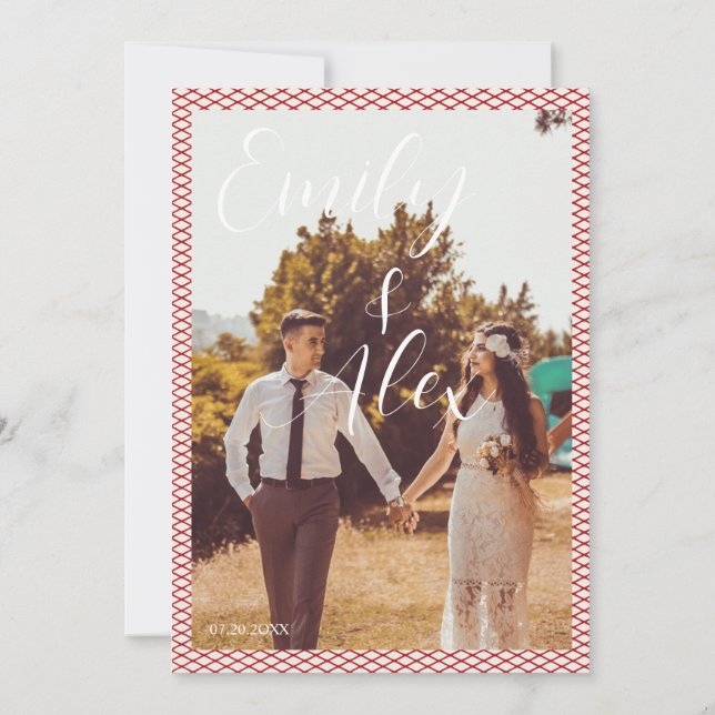 Invitación a la boda con una foto superpuesta de c (Reverso)