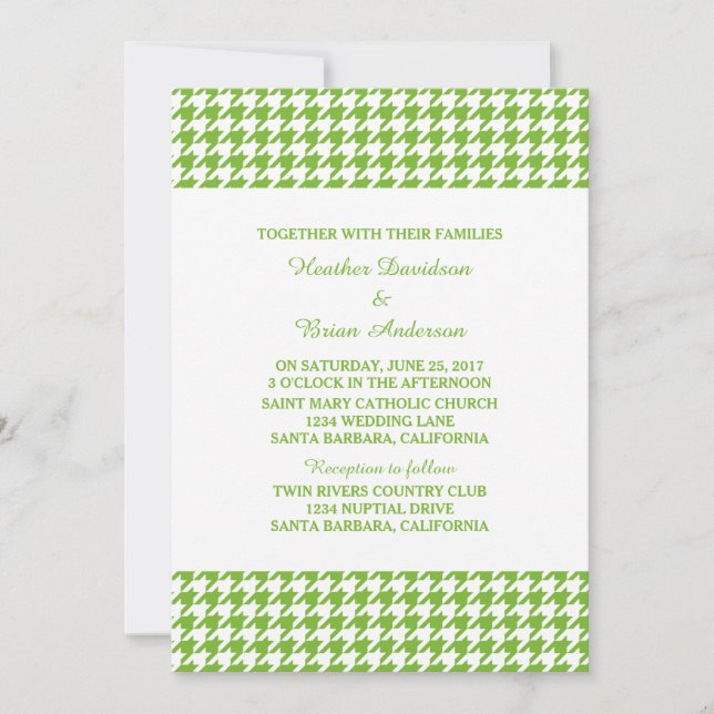 Invitación a la boda con una gala de gallo verde (Anverso)