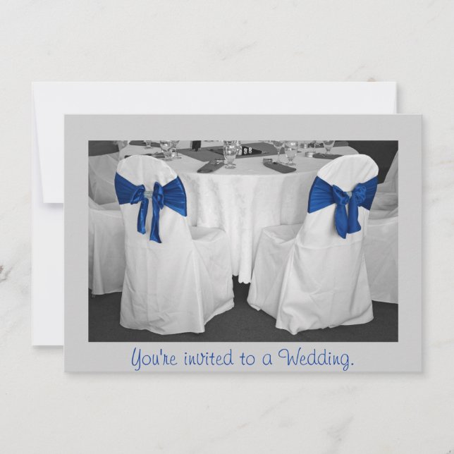 Invitación a la boda con una mesa y sillas impresa (Anverso)