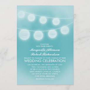 invitación a la boda con velas románticas azules y