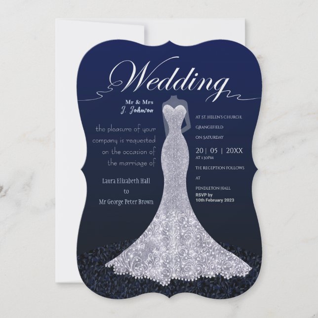 Invitación a la boda con vestido de novia moderno  (Anverso)