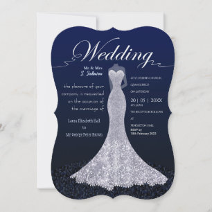Invitación a la boda con vestido de novia moderno