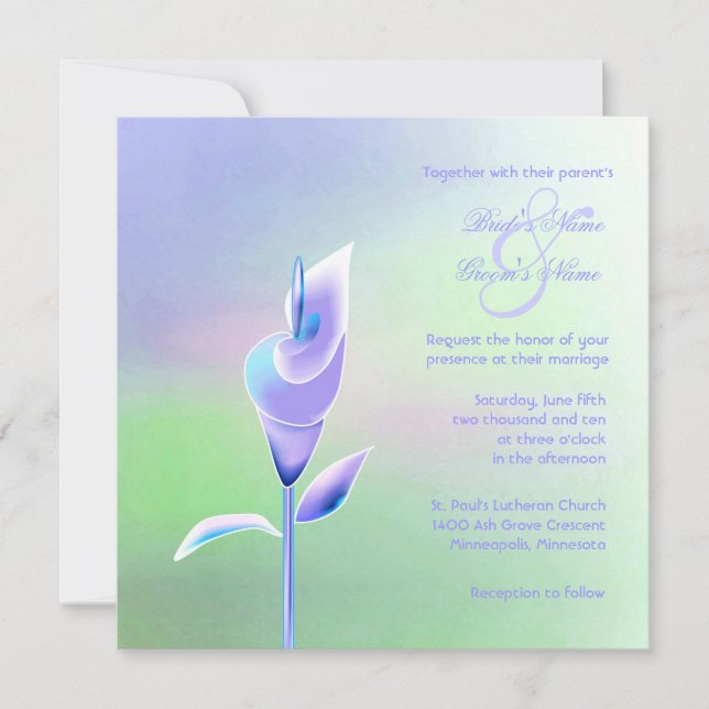 Invitación a la boda contemporánea de Calla Lily (Anverso)