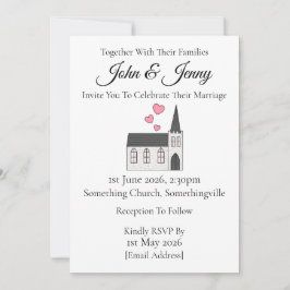 Invitación a la boda contemporánea de la iglesia c
