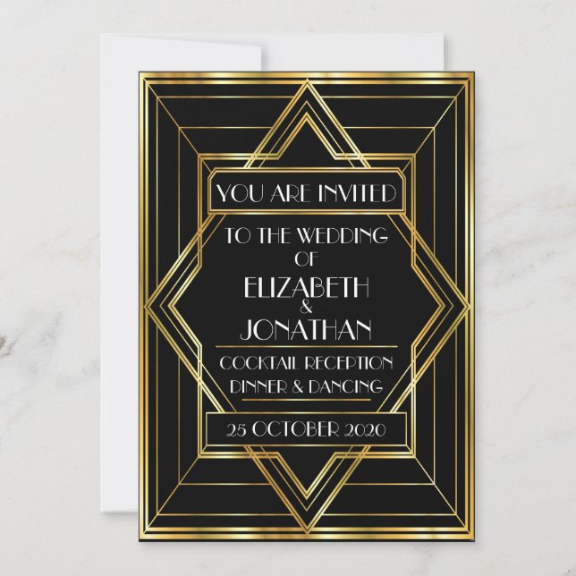 Invitación a la boda contemporánea deca (Anverso)