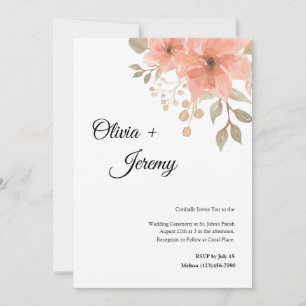 Invitación a la boda coral floral