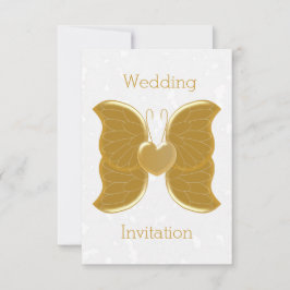 Invitación a la boda Corazón de mariposa de oro