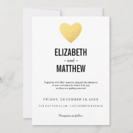 Invitación a la boda | corazón dorado | tarjeta de