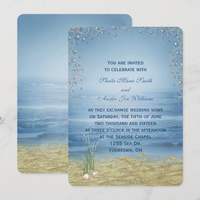 Invitación a la boda costera (Anverso / Reverso)
