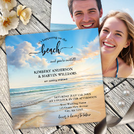 Invitación a la boda costera acuática en la playa