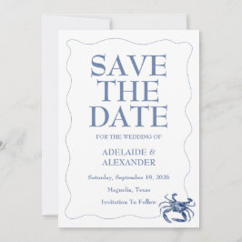 Invitación a la boda costera azul