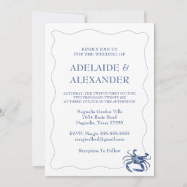 Invitación a la boda costera azul