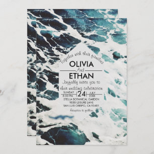 Invitación a la boda costera clásica azul marino