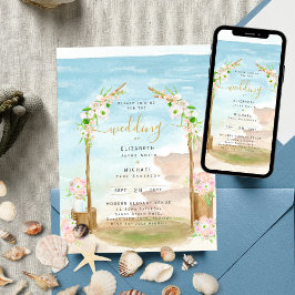 Invitación a la boda costera de la playa de Waterc