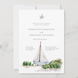 Invitación a la boda costera de Ocean Beach Waterc