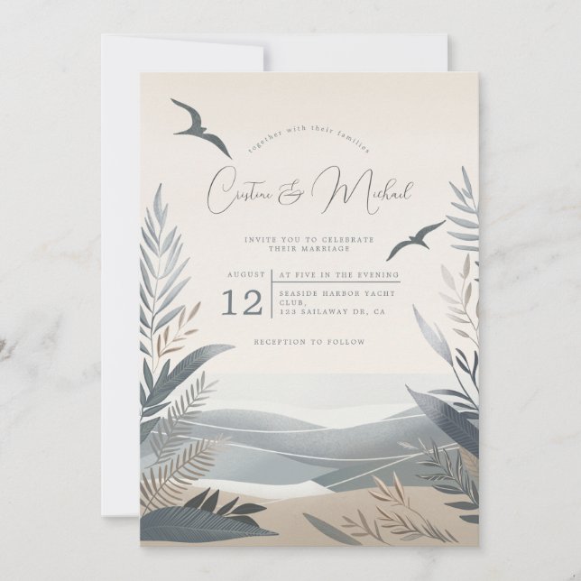 Invitación a la boda costera náutica (Anverso)
