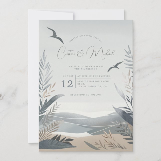Invitación a la boda costera náutica (Anverso)