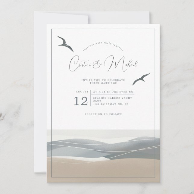 Invitación a la boda costera náutica (Anverso)